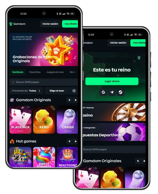 Versión móvil de Gamdom Casino para smartphone